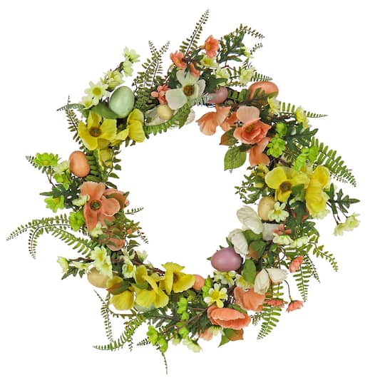 22&#x22; Ferns &#x26; Flowers Easter Wreath
